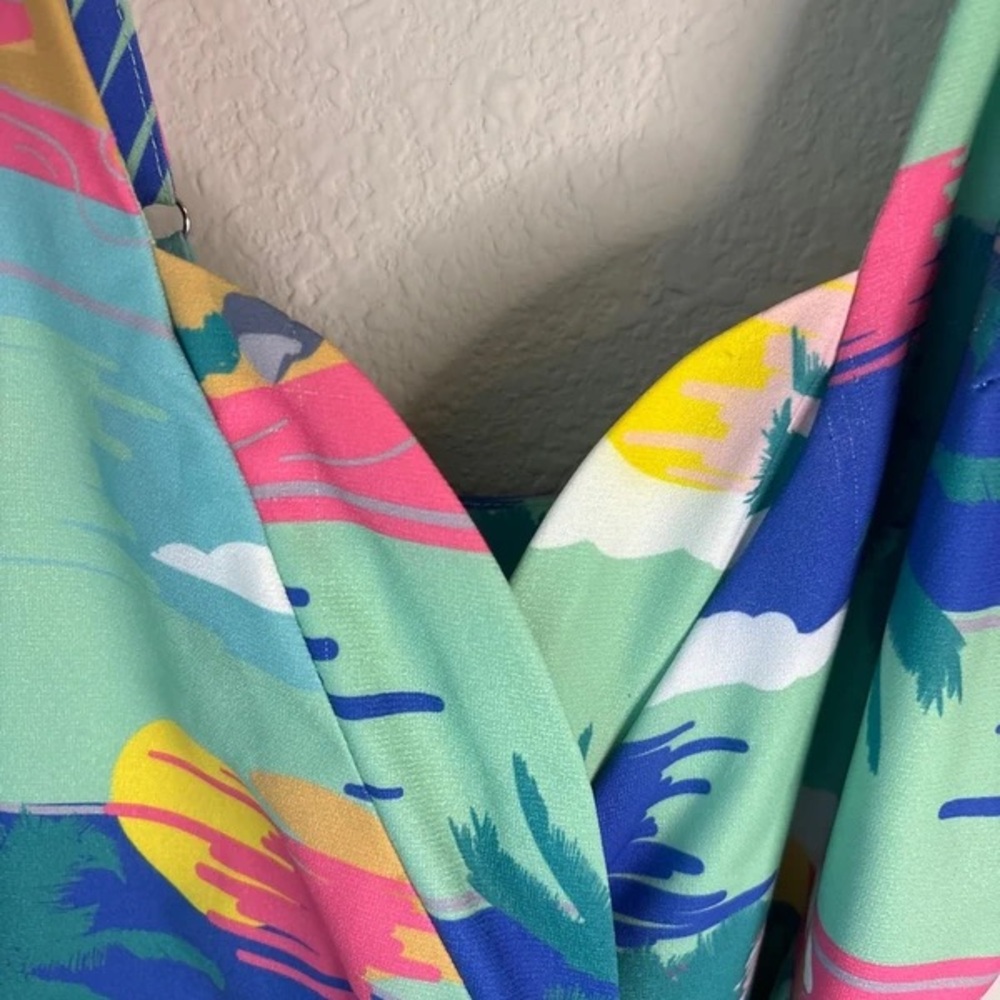 Wrap Sundress in Mint Tropical Print - Picture 5 of 5